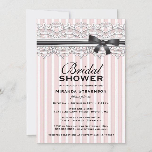 Chic Bridal Shower  Lovely Lace Invitation (Front)