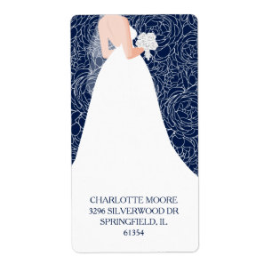 Chic Bridal Shower Navy Blue Return Address Label