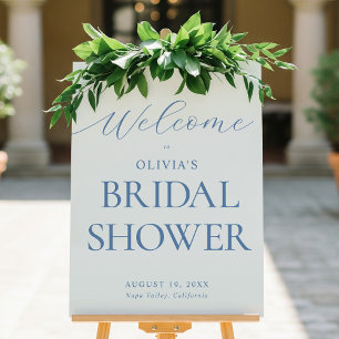 Chic Bridal Shower Pale Blue Welcome Wedding Sign