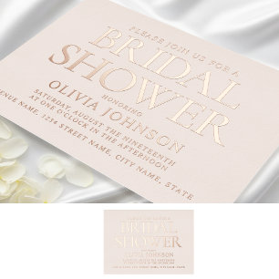 Chic Bridal Shower Photo Pale Pink Rose Gold Foil Invitation