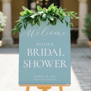Chic Bridal Shower Teal Blue-Green Welcome Sign