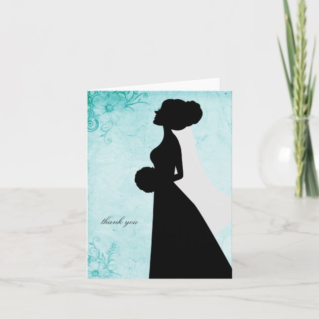 Chic Bridal Silhouette Thank You Notes (Front)