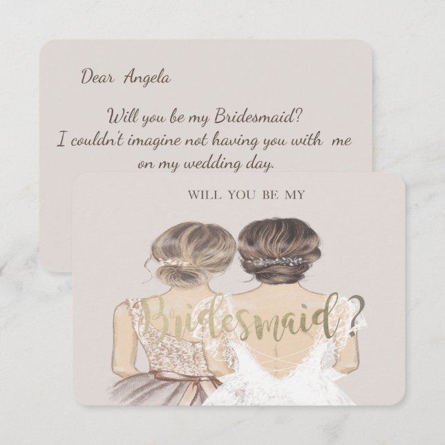 Chic Bride & Bridesmaid, Bridesmaid Card (Front/Back)