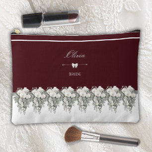 Chic Bride Burgundy Autumn Wedding Cosmetic Bag