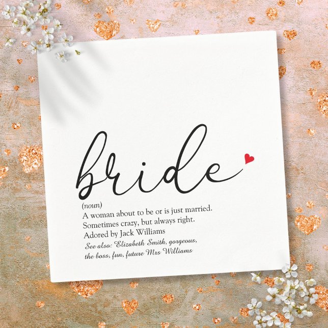 Chic Bride Definition Bridal Shower Script Fun Napkins (Chic Bride Definition Bridal Shower Script Fun Napkins)