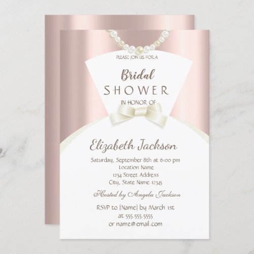  Chic Bride Dress Rose Gold Bridal Shower Invitation