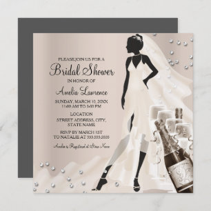 Chic Bride & Sparkle Diamond Bridal Shower 2 Invitation