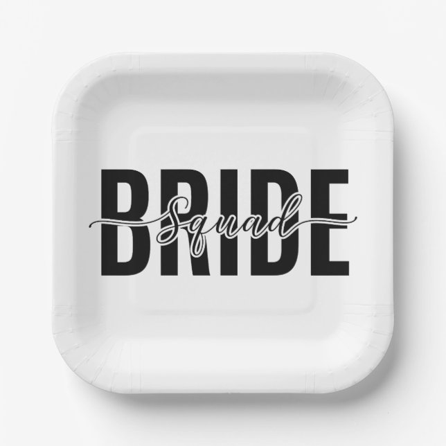 Chic Bride Squad Bachelorette Paper Plates (Front)