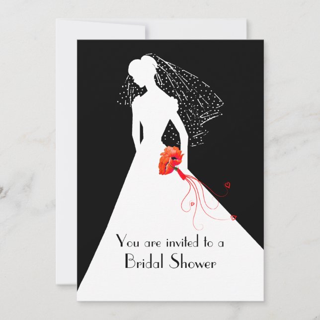 Chic Bride with Poppies Bridal Shower Invitation (Front)
