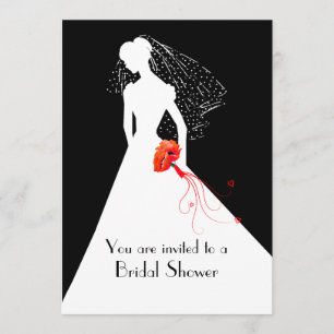 Chic Bride with Poppies Bridal Shower Invitation