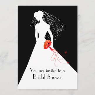 Chic Bride with Poppies Bridal Shower Invitation