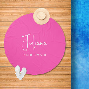 Chic Bridesmaid Bridal Party Hot Pink Beach Towel
