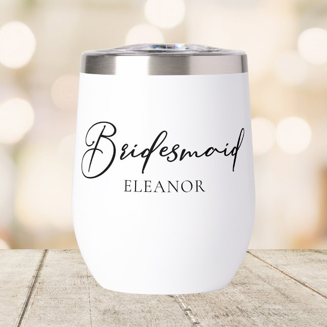 Chic Bridesmaid Customizable Bachelorette Party Thermal Wine Tumbler (Creator Uploaded)