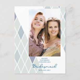 Chic Bridesmaid Elegant Abstract Photo Proposal Postcard