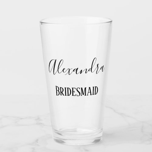 Chic Bridesmaid Elegant Text Glass
