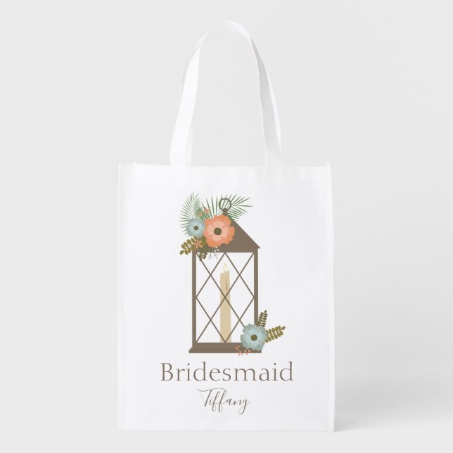 Chic Bridesmaid Lantern  Grocery Bag (Front)