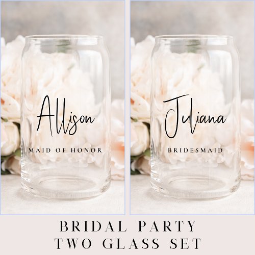 Chic Bridesmaid Maid Of Honor Wedding Can Glass