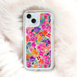 Chic bright bold loose floral watercolor monogram iPhone 15 plus case<br><div class="desc">Chic bright bold loose floral watercolor monogram with pretty elegant painted flowers in super vibrant pink,  purple,  yellow and green.</div>