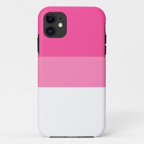 Chic Bright Candy Pink Cool White Gradient Stripes iPhone 11 Case