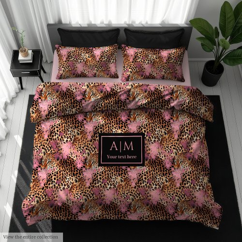 Chic bright colors leopard skin watercolor duvet