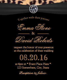 Leopard Wedding Invitations Zazzle Chic Bright Diamond Leopard Print Wedding Invitation