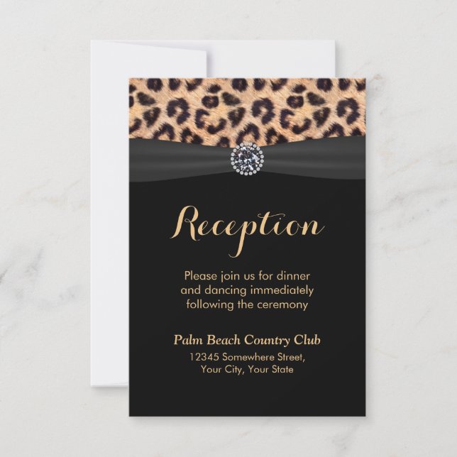 Chic Bright Diamond Leopard Wedding Reception Invitation (Front)
