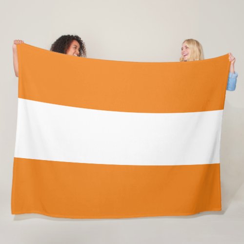 Chic Bright Orange White Wide Nautical Stripes Fleece Blanket