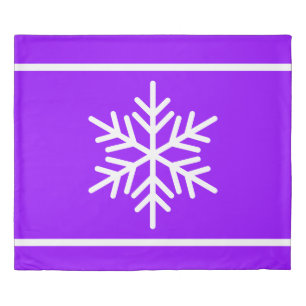 Chic Bright Purple White Stripes Nordic Snowflake Duvet Cover