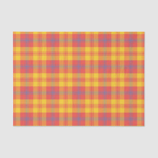 Chic Bright Red Yellow and Blue Plaid Tissue Paper