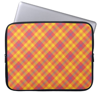 Chic Bright Red Yellow Blue Plaid Laptop Sleeve