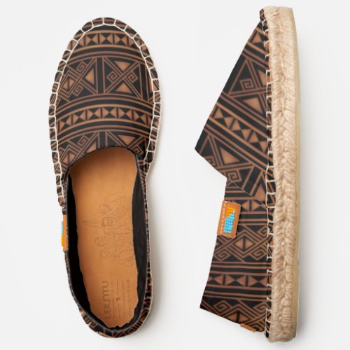 Chic Bronze and Black Modern Ethnic Pattern Espadrilles