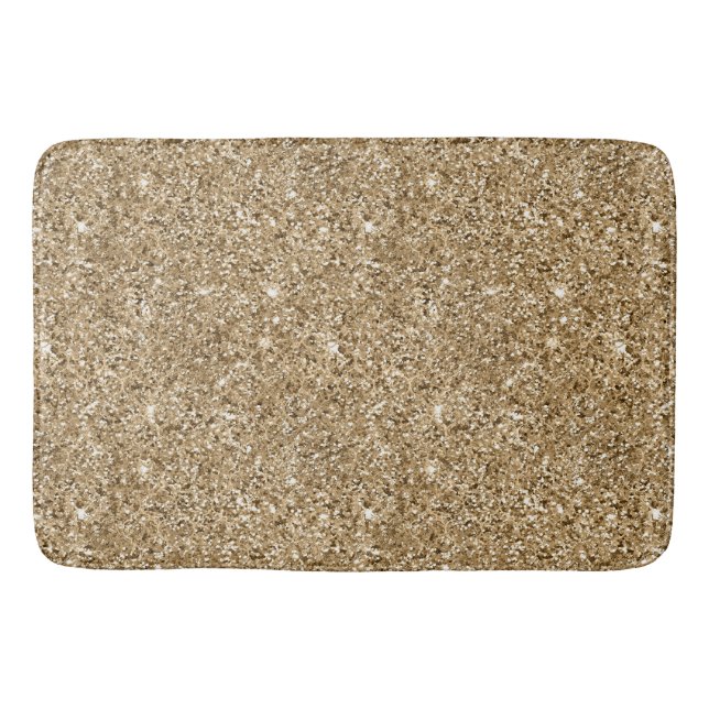 Chic Bronze Gold Glitter Bath Mat (Front)