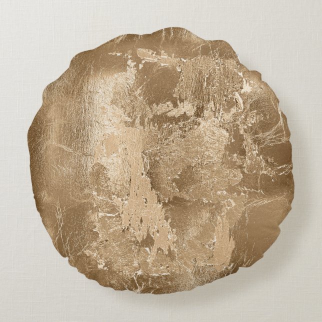 Chic Bronze Gold Glitter    Round Pillow (Back)