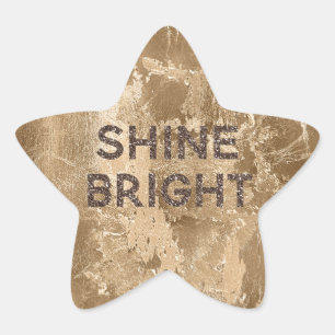 Chic Bronze Gold Shine Bright Glitter Star Sticker