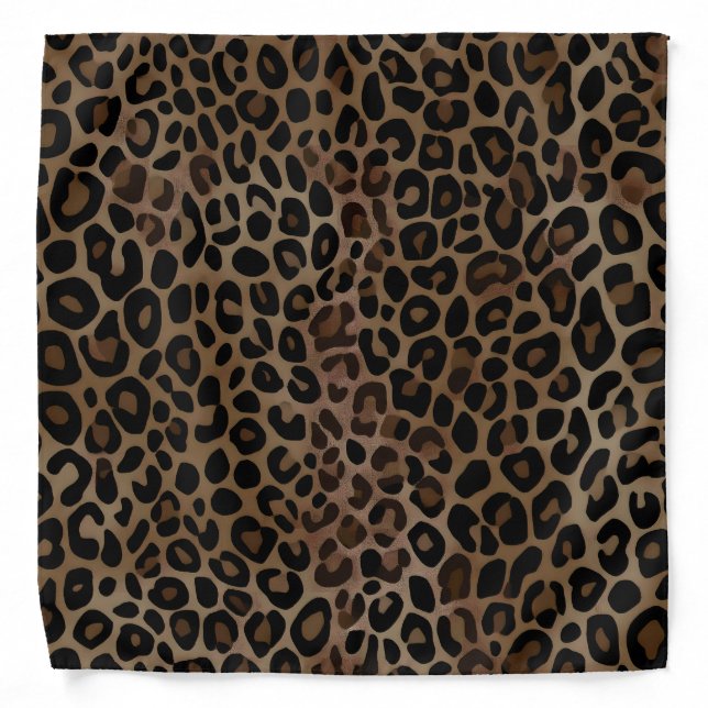 Chic brown and Black Leopard Print Bandana (Front)