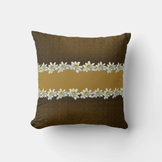 Chic Brown and Golden Edelweiss Accent Pillow