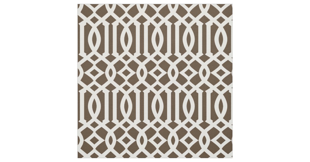 chic brown and white trellis lattice pattern fabric make your own birth announcements