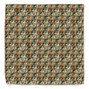 Chic brown art nouveau womens heads bandana