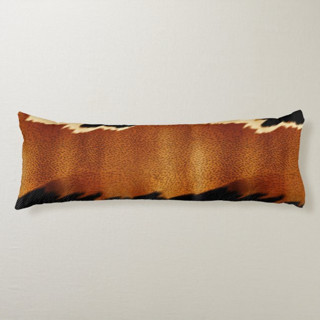 Chic Brown Black Cream Western Cowhide  Body Pillow (Front)