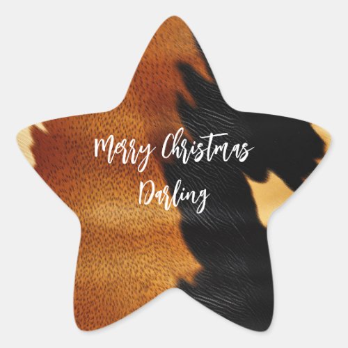 Chic Brown Black Cream Western Cowhide  Star Sticker