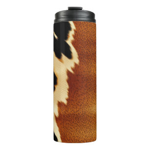 Chic Brown Black Cream Western Cowhide Thermal Tumbler