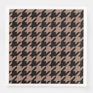 Chic brown black houndstooth pattern paper dinner napkins