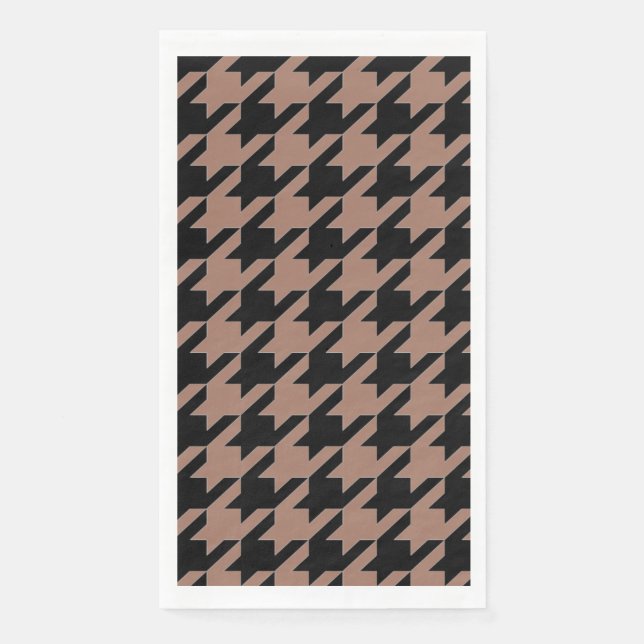 Chic brown black houndstooth pattern paper guest towels (Front)