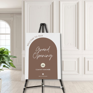 Chic Brown Boho Grand Opening Arch Business Logo Foam Board