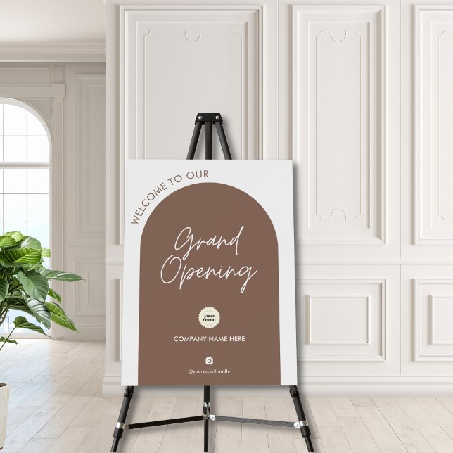 Chic Brown Boho Grand Opening Arch Business Logo Foam Board (Creator Uploaded)