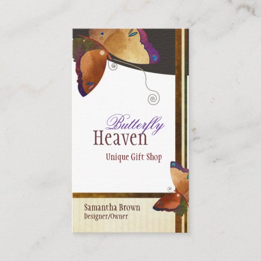 Customizable Elegant Butterfly: Gift Shop Business Cards