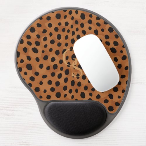 Chic brown cheetah print monogram gel mouse pad