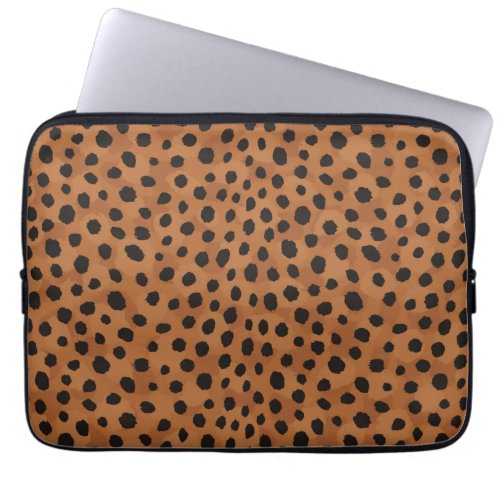 Chic brown cheetah print monogram laptop sleeve