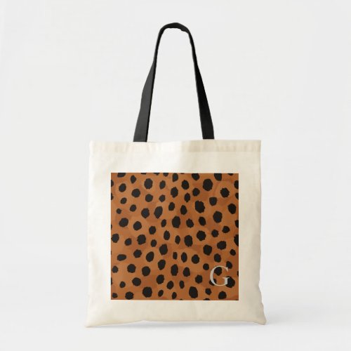 Chic brown cheetah print monogram tote bag