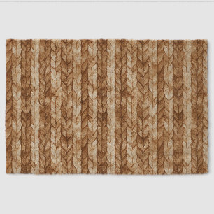 Chic Brown Cream Faux Woven Stripes Fiber Doormat